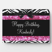 Hot Pink Sparkle Zebra Girly's Fotoplaat (voorkant)