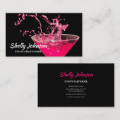 Hot Pink Splash Bartender en Evenementen Cateraar Visitekaartje (Voorkant / Achterkant)