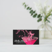 Hot Pink Splash Bartender en Evenementen Cateraar Visitekaartje (Staand voorkant)