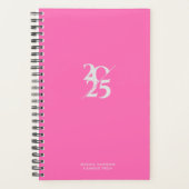 Hot Pink Split Jaar Spiral Wekelijks Planner (Voorkant)