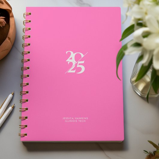 Hot Pink Split Jaar Spiral Wekelijks Planner