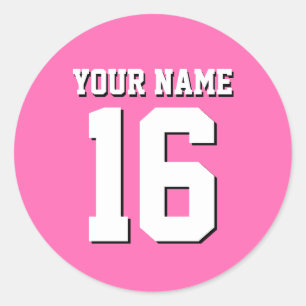 Hot Pink Sporty Team Jersey Ronde Sticker