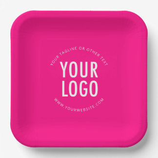 Hot Pink Square Paper Plates Custom Logo Printed Papieren Bordje