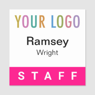 Hot Pink Staff Badge Event Logo Nom du Carré Pin