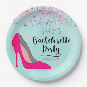 Hot Pink Stiletto High Hiel Bachelorette Party Papieren Bordje