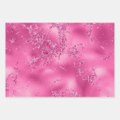 Hot Pink Stripes Glitter Inpakpapier Vel (Voorkant 3)