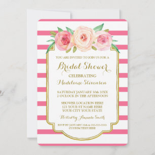 Hot Pink Stripes Goud Roze Bloemen Vrijgezellenfee Kaart