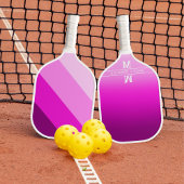 Hot Pink Stripes Monogram Initialen Pickleball Paddle
