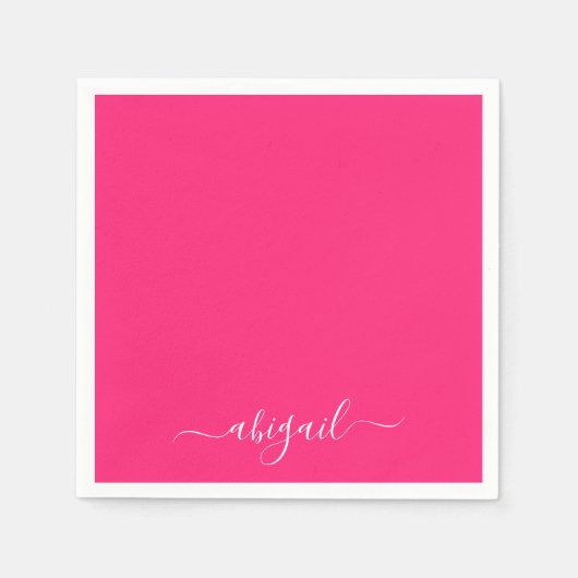 Hot Pink Swash Script Cocktail Servet (Voorkant)