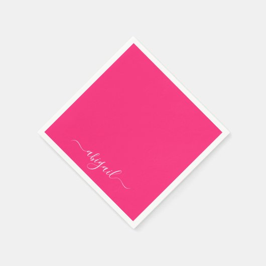 Hot Pink Swash Script Cocktail Servet (Hoek)