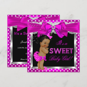 Hot Pink Sweet Baby shower Girl African American Kaart