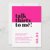 Hot Pink Talk Thirty to me Verjaardag