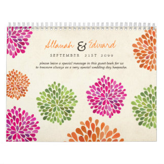 Hot Pink Tangerine & Limoen Floral Wedding GuestBo Kalender
