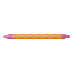 Hot Pink Tiger op vet Sinaasappel Boho Pattern Zwarte Inkt Pen