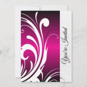 Hot Pink & Trendy Swirls Party Invitation Kaart (Voorkant)