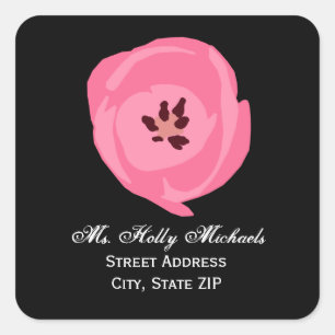 Hot Pink Tulip Adres Label Sticker