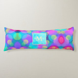 Hot Pink, Turquoise Monogram Orbs Body Pillow Lichaamskussen