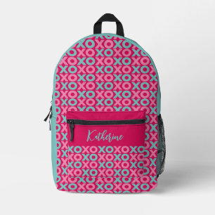 Hot Pink & Turquoise XO Kusses Knuffels Gepersonal Bedrukte Rugzak