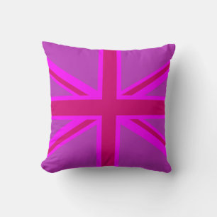 Hot Pink Union Jack Britse vlag achtergrond Kussen
