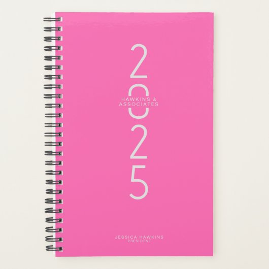 Hot Pink Vertical Modern Jaar Wekelijks Planner (Voorkant)