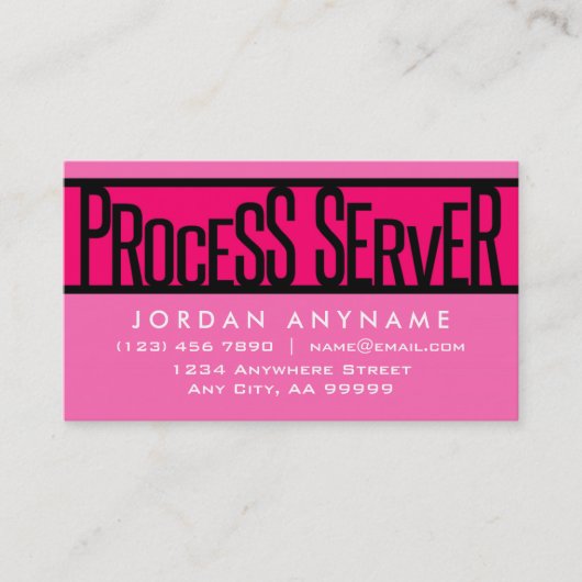 Hot Pink-Visitekaartje voor processerver Visitekaartje (Voorkant)