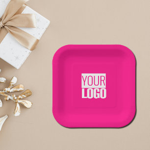 Hot Pink - voeg vet logo toe Papieren Bordje