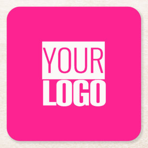 Hot Pink - voeg vet logo toe Vierkante Kartonnen Onderzetter