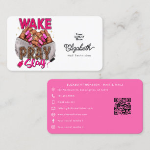 Hot-Pink Wake, Bidden, Slay Nail Salon Visitekaartje