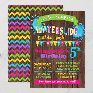 Hot Pink waterslide verjaardagsfeestje zomer Kaart