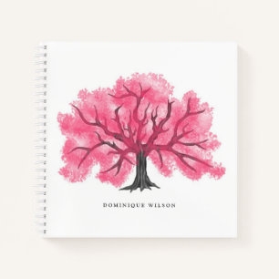 Hot Pink Waterverf Cherry Blossom Tree Notitieboek