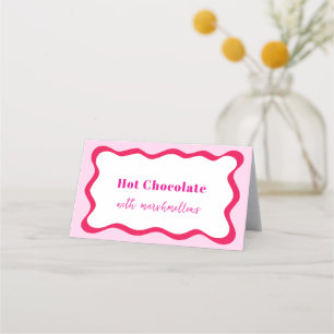 Hot Pink Wavy Border Buffet Label Vrijgezellenfees
