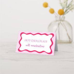 Hot Pink Wavy Border Buffet Label Vrijgezellenfees