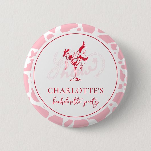 Hot Pink Westerne vrijgezellenfeest Ronde Button 5,7 Cm (Voorkant)