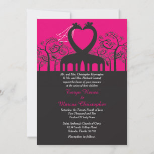 Hot Pink Whimsical Giraffe 5x7 huwelijksuitnodigin Kaart
