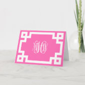 Hot Pink Whine Script Monogram Griekse sleutel DIY Kaart (Voorkant)