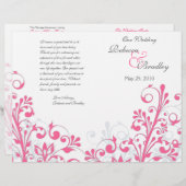 Hot Pink & White Abstract Floral Wedding Programme (Voorkant / Achterkant)