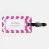 Hot Pink & White Chevron Monogram Bagagelabel (Achterkant horizontaal)
