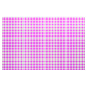 Hot Pink & White Gingham Block Pattern Fabric Stof