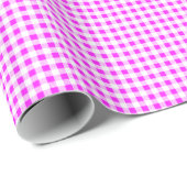 Hot Pink White Gingham Pattern Cadeaupapier (Rol Hoek)