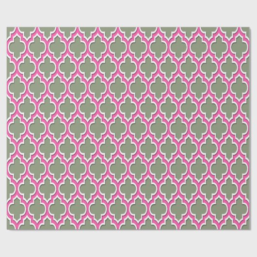 Hot Pink White Moroccan #4DS Cadeaupapier (Vlak)