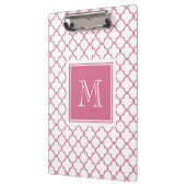 Hot Pink White Quatrefoil | Uw monogram Klembord (Links)