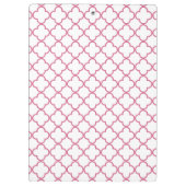 Hot Pink White Quatrefoil | Uw monogram Klembord (Achterkant)