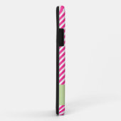 Hot Pink & White Stripe Monogram iPhone 5 Hoesje (Achterkant/rechts)