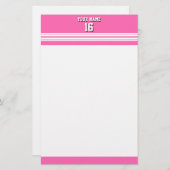Hot Pink White Team Jersey Aangepast nummer Naam Briefpapier (Voorkant / Achterkant)