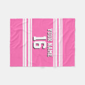 Hot Pink White Team Jersey Aangepast nummer Naam Fleece Deken (Voorkant (Horizontaal))