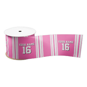 Hot Pink White Team Jersey Aangepast nummer Naam Lint