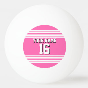 Hot Pink White Team Jersey Aangepast nummer Naam Pingpongballen