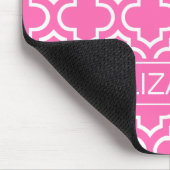 Hot PInk WhMarokkaans #6 Monogram hete roze naam Muismat (Hoek)
