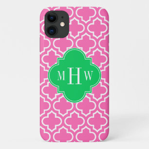 Hot Pink WhMoroccan #6 Emerald Green 3I Monogram iPhone 11 Hoesje