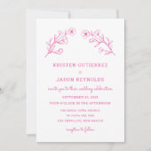 Hot Pink Wildflower bruiloft uitnodiging (Voorkant)